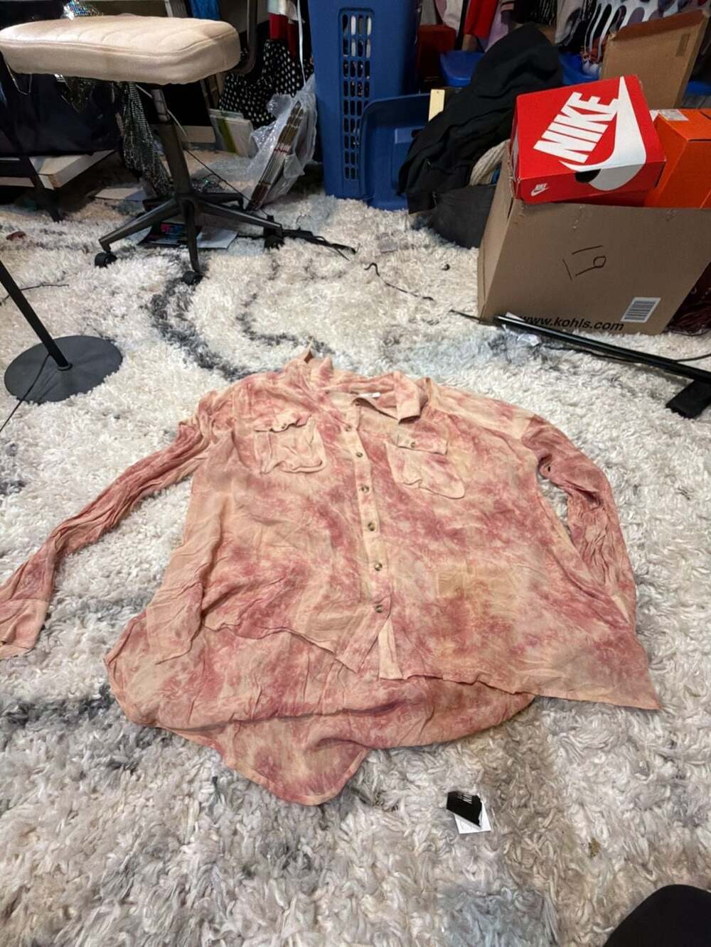 Free People Gauzy Crinkled Tie-Dye Button-Down Shirt